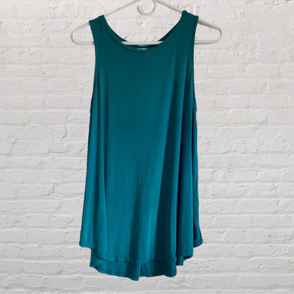TURQUOISE SLEEVELESS FLOWY TUNIC TOP